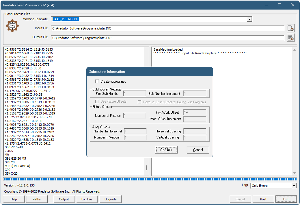 Predator Post Processor Software