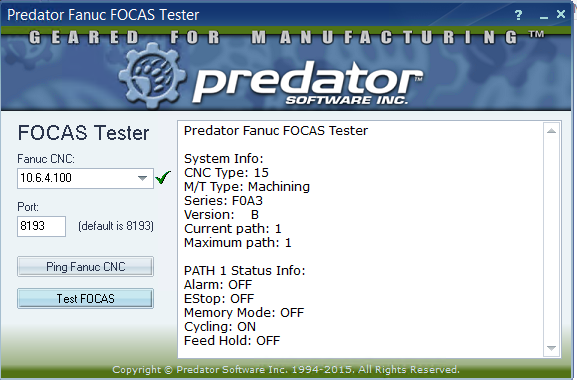 Predator Fanuc Focas Tester v10.0.5.19